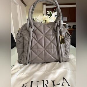 Furla Gray Quilted Handbag EUC